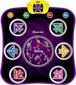 COTTEOX Dance Mat Toys with Wireless Bluetooth for 3-12 Year Old Kids, Lights Up Electronic Dance Pad with Built-in Music 5 Levels Dance Games Modes, Gifts for 3 4 5 6 7 8 9 10 11 Year Old Girls Boys