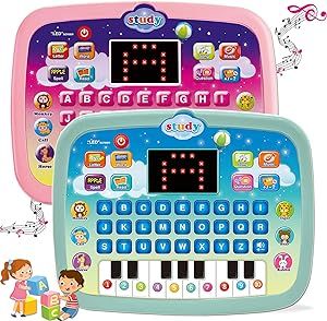 Kids Tablet Toddler Learning Pad with LED Screen Teach Alphabet Numbers Word Music Math Early Development Interactive Electronic Toy for Boys & Girls 3 Years+